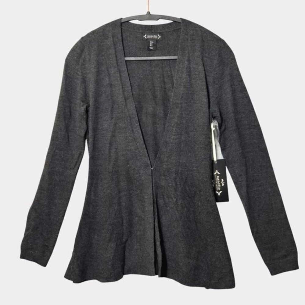 Nanette Lepore Merino Wool Blend Open Front Cardigan Sweater Gray S NWT